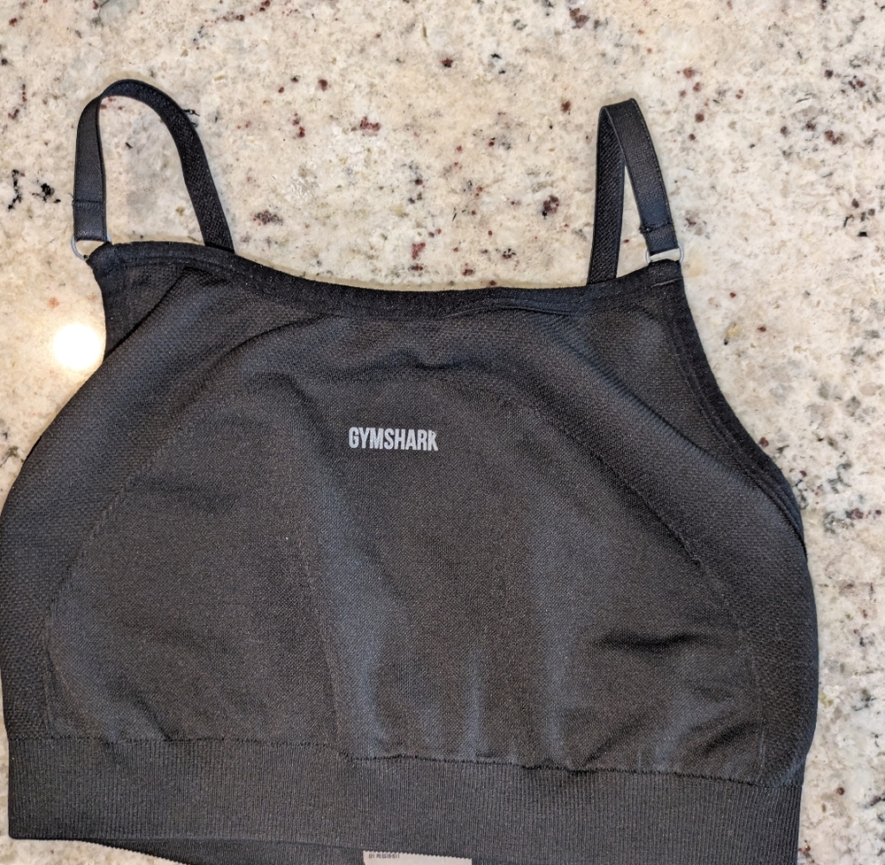 Gymshark Longline Sports Bra Crop Top Black Seamless Adjustable Straps Size Smal
